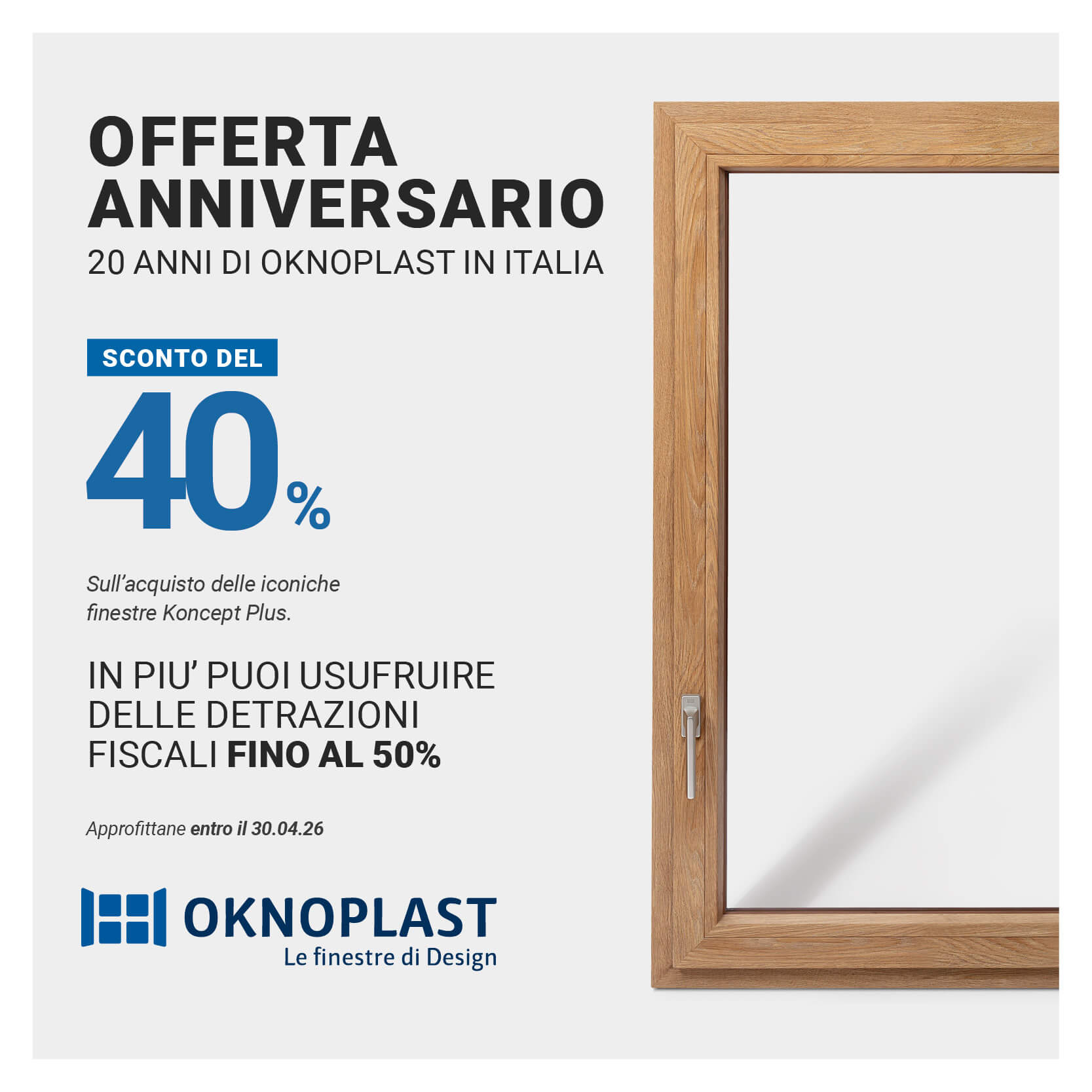 Offerta Anniversario Oknoplast con sconti fino al 40%