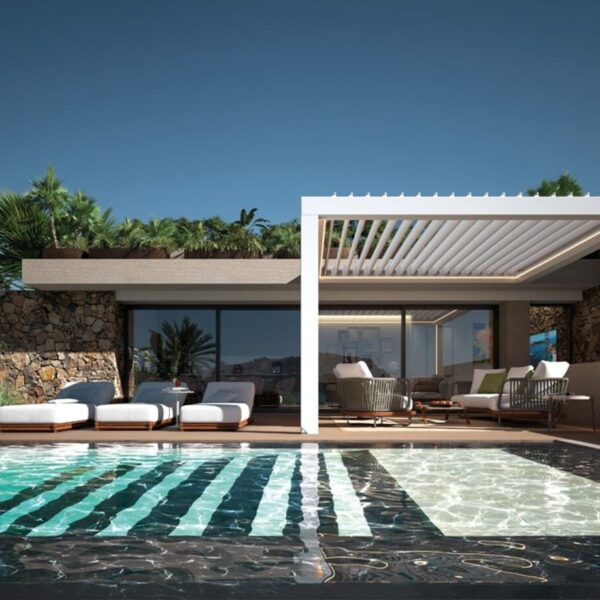BT Group R640 Pergospace: pergola bioclimatica con zip e sistema tuttovetro